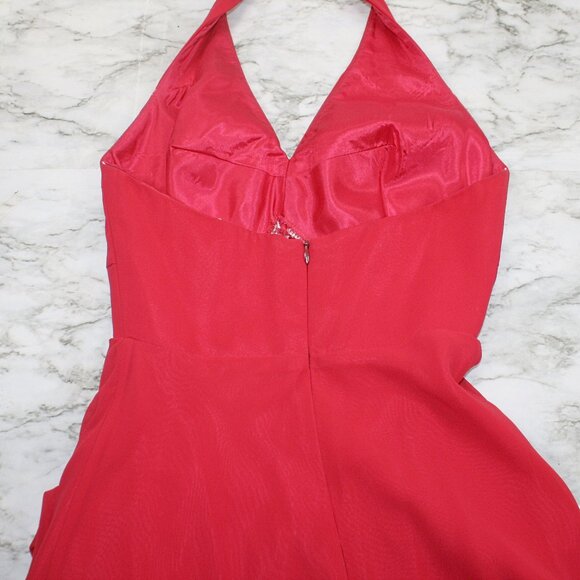 LEGENDS Dress Homecoming Halter Gown Formal Elegant Red Sexy Chiffon Prom 2 - Picture 6 of 13